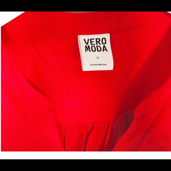 VERO MODA Ivar L/S Button Down Shirt With V Cut & Long Sleeves Red Size Small - Picture 9 of 11